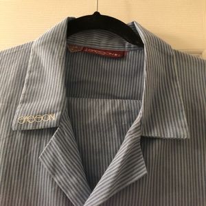 Vintage Sasson striped  2 shades of blue pajama set XL EUC